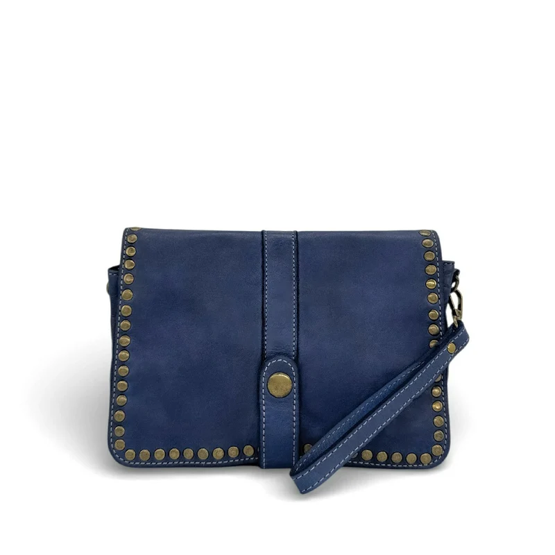 Sac besace à bandoulière en cuir vintage MISS SHAN Bleu profond