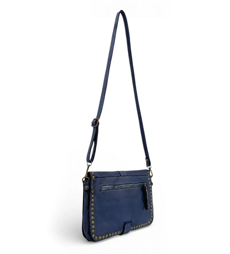 Sac besace à bandoulière en cuir vintage MISS SHAN Bleu profond