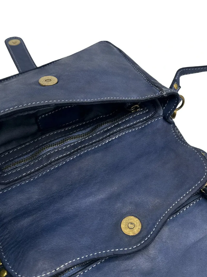 Sac besace à bandoulière en cuir vintage MISS SHAN Bleu profond