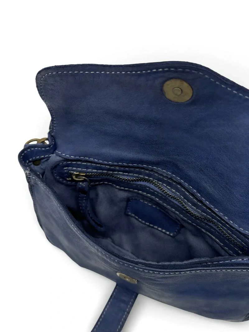 Sac besace à bandoulière en cuir vintage MISS SHAN Bleu profond