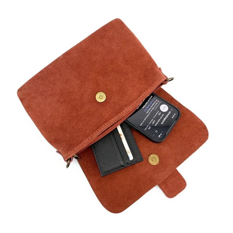 Sac à main en daim VERONE SUEDE Rouge terracotta