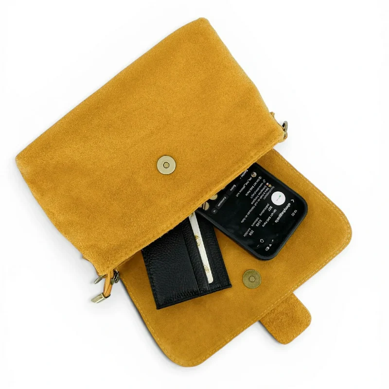 Sac à main en daim VERONE SUEDE Jaune moutarde
