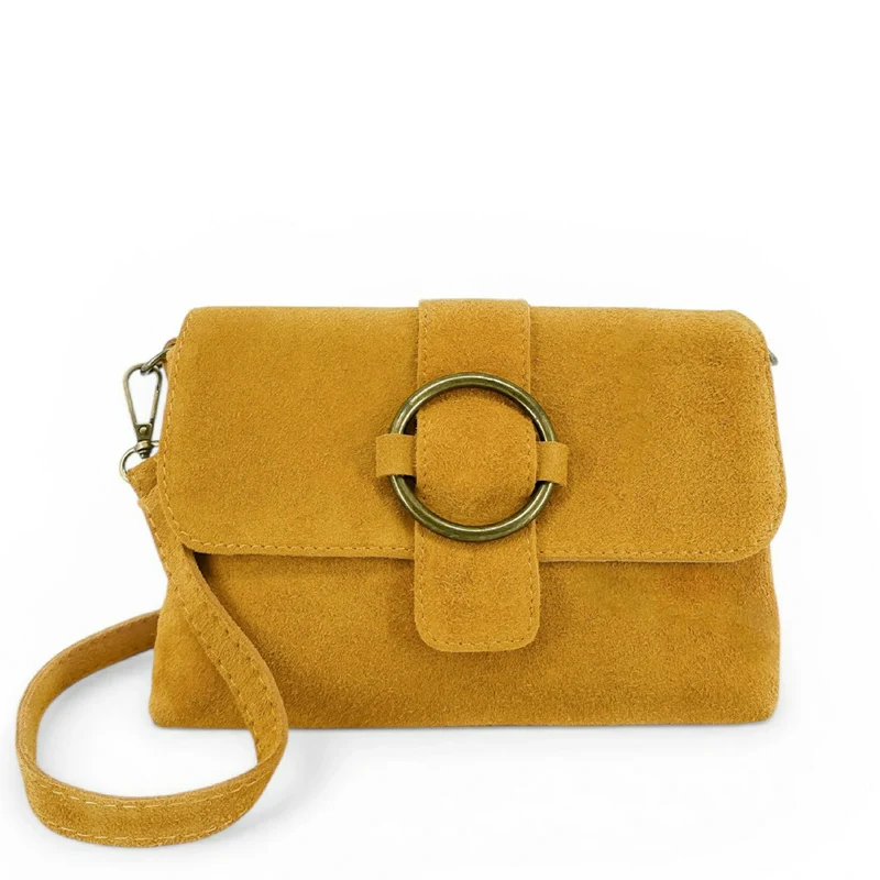 Sac à main en daim VERONE SUEDE Jaune moutarde