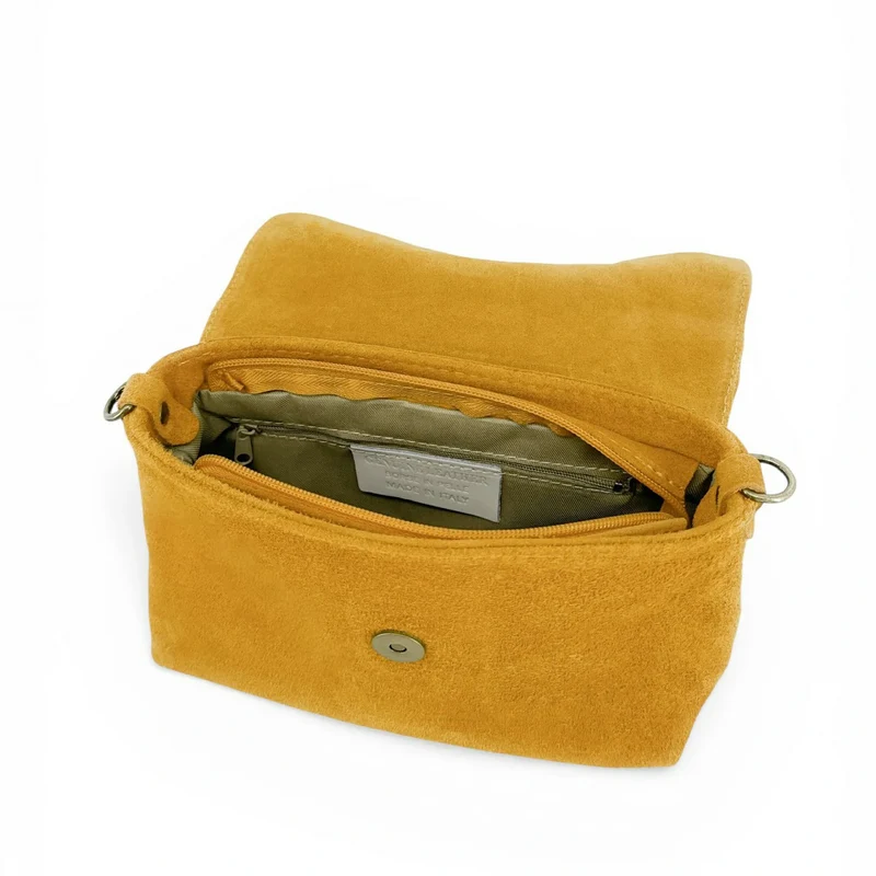 Sac à main en daim VERONE SUEDE Jaune moutarde
