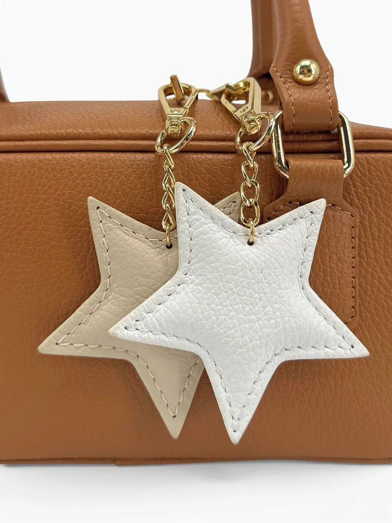 Porte-clés en cuir grainé ETOILE Blanc
