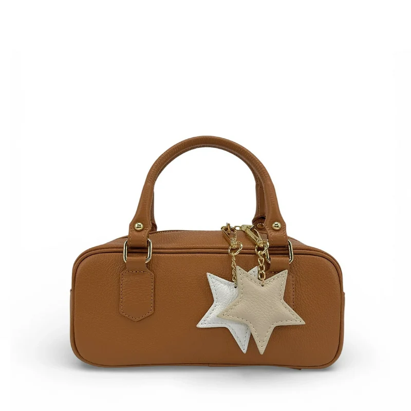 Porte-clés en cuir grainé ETOILE Beige crème