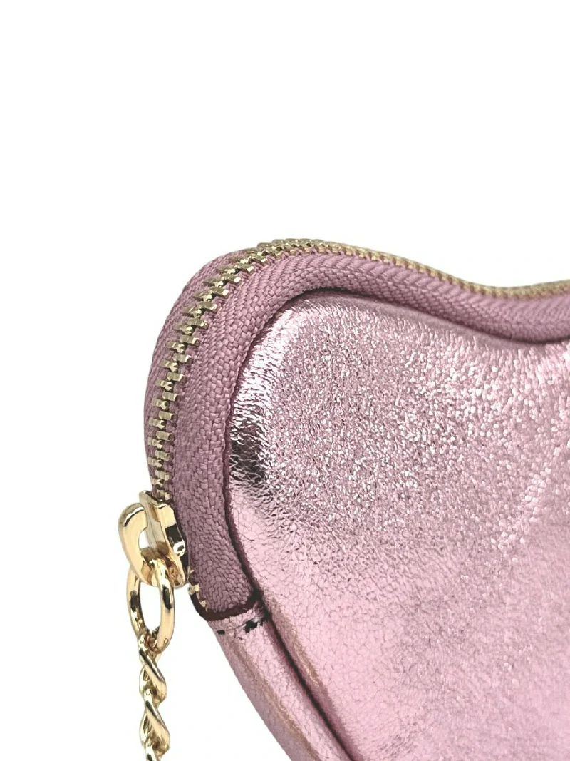 Porte-monnaie porte-clés en cuir irisé SWEETIE Rose pâle