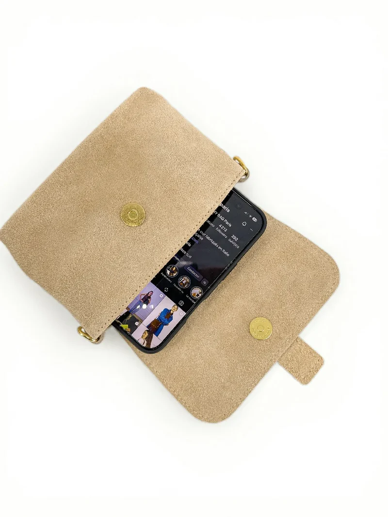 Micro-sac en daim BERLINGOT SUEDE Beige crème
