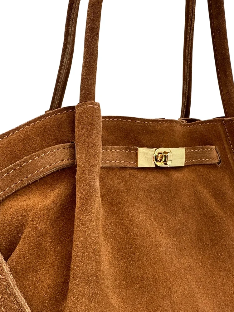Sac cabas loose en daim ALANA Camel