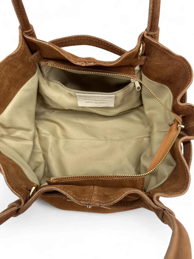 Sac cabas loose en daim ALANA Camel