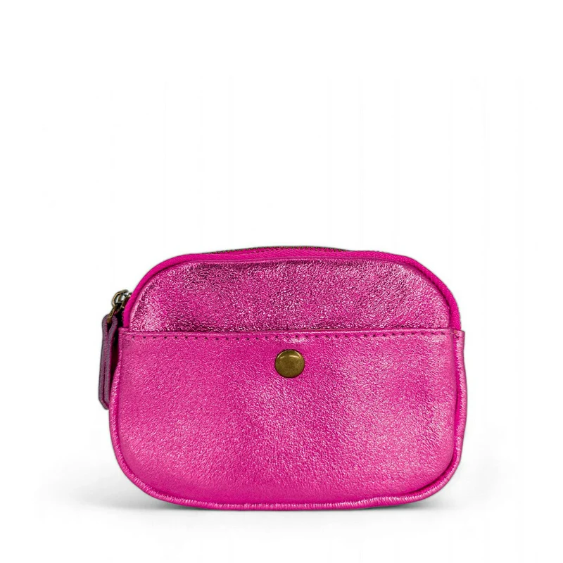 Pochette porte-monnaie en cuir irisé ZIPPY Rose fuchsia