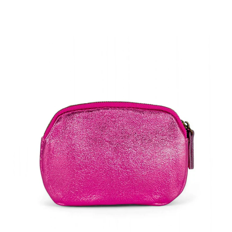 Pochette porte-monnaie en cuir irisé ZIPPY Rose fuchsia