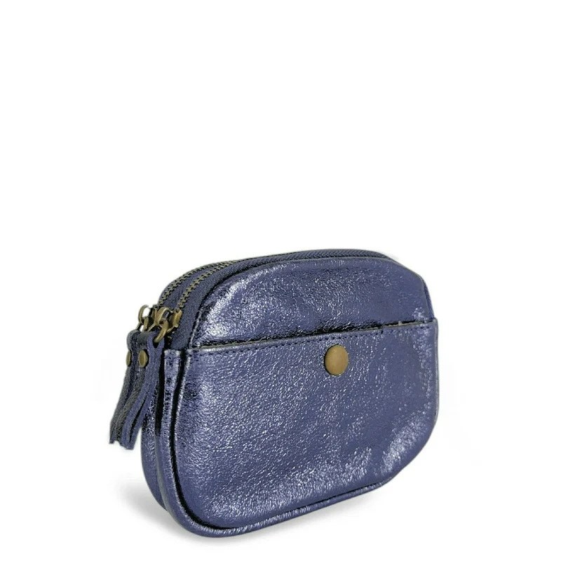 Pochette porte-monnaie en cuir irisé ZIPPY Bleu nuit étoilée