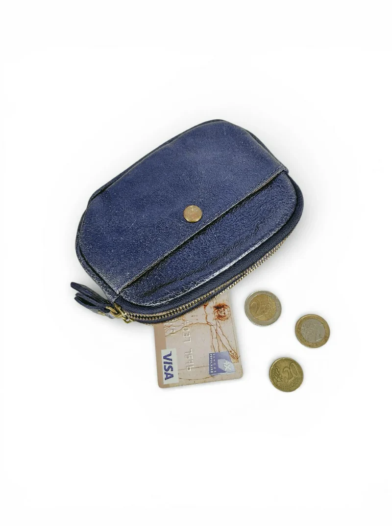 Pochette porte-monnaie en cuir irisé ZIPPY Bleu nuit étoilée
