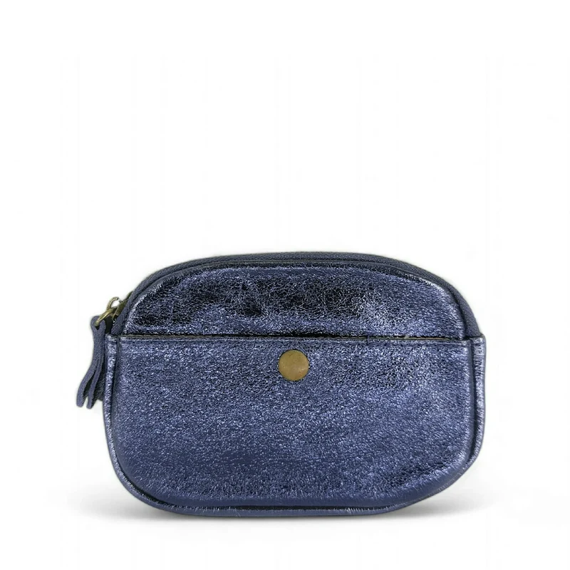 Pochette porte-monnaie en cuir irisé ZIPPY Bleu nuit étoilée
