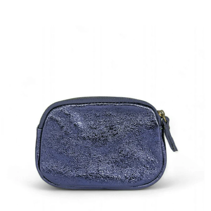Pochette porte-monnaie en cuir irisé ZIPPY Bleu nuit étoilée