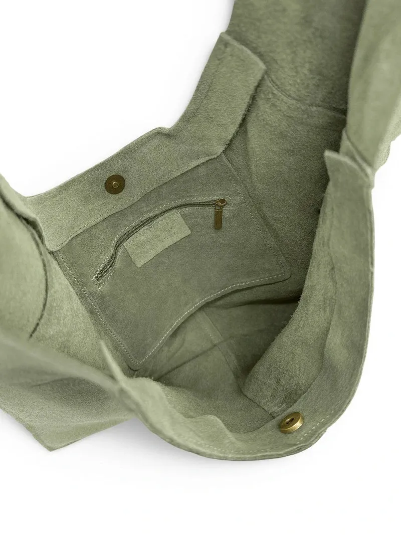 Sac Hobo en daim NEW EVE Vert amande