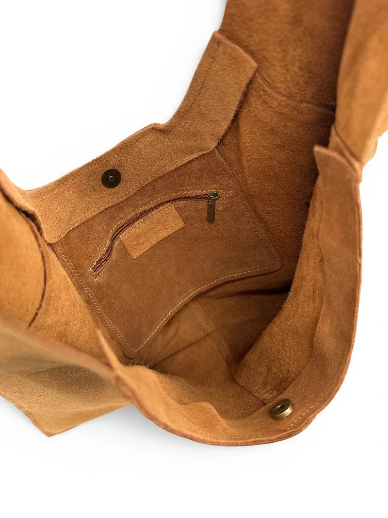 Sac Hobo en daim NEW EVE Marron camel