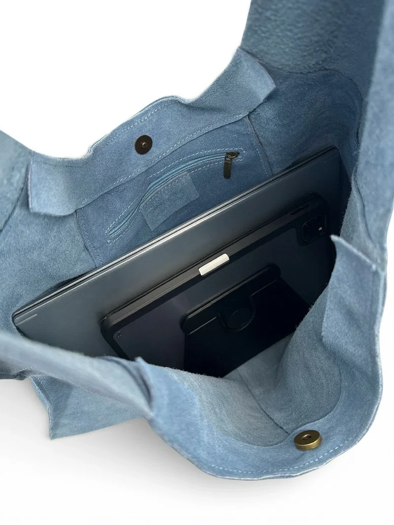 Sac Hobo en daim NEW EVE Bleu denim