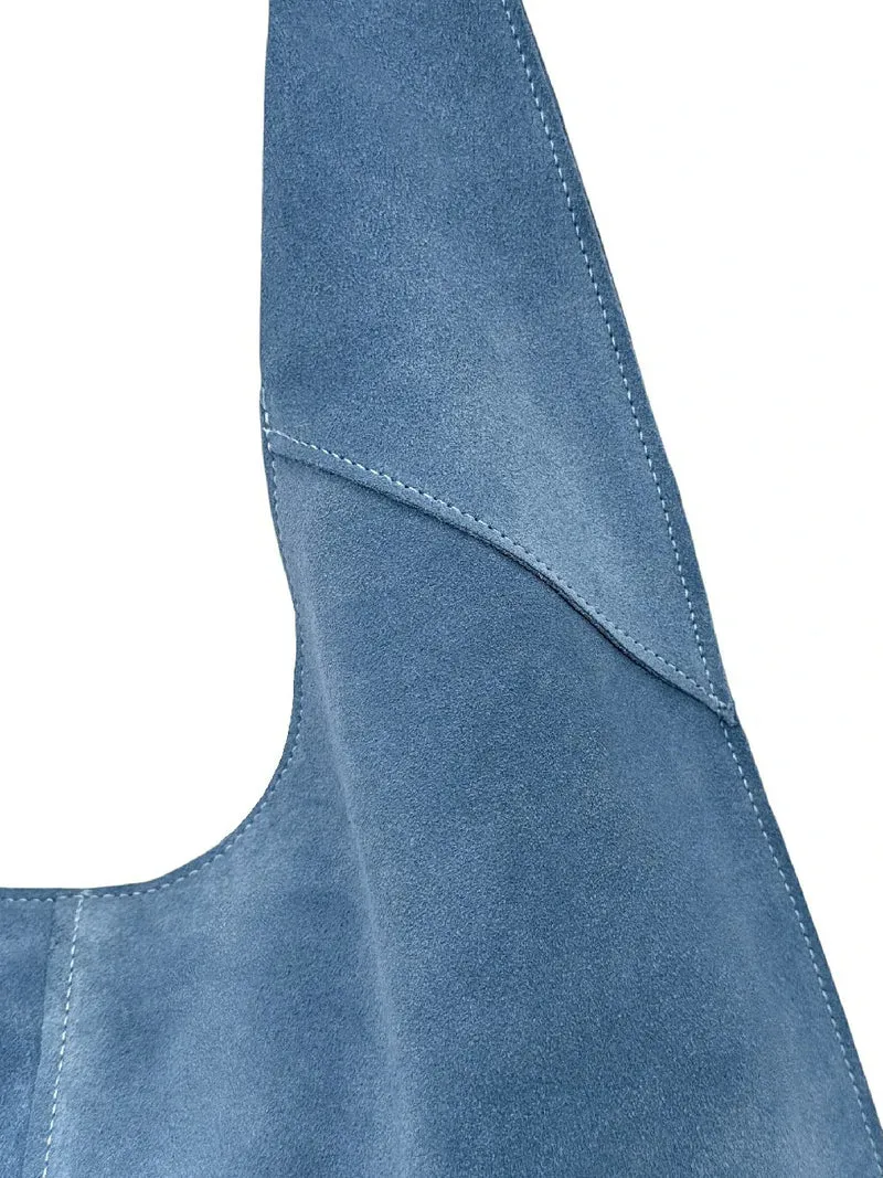 Sac Hobo en daim NEW EVE Bleu denim