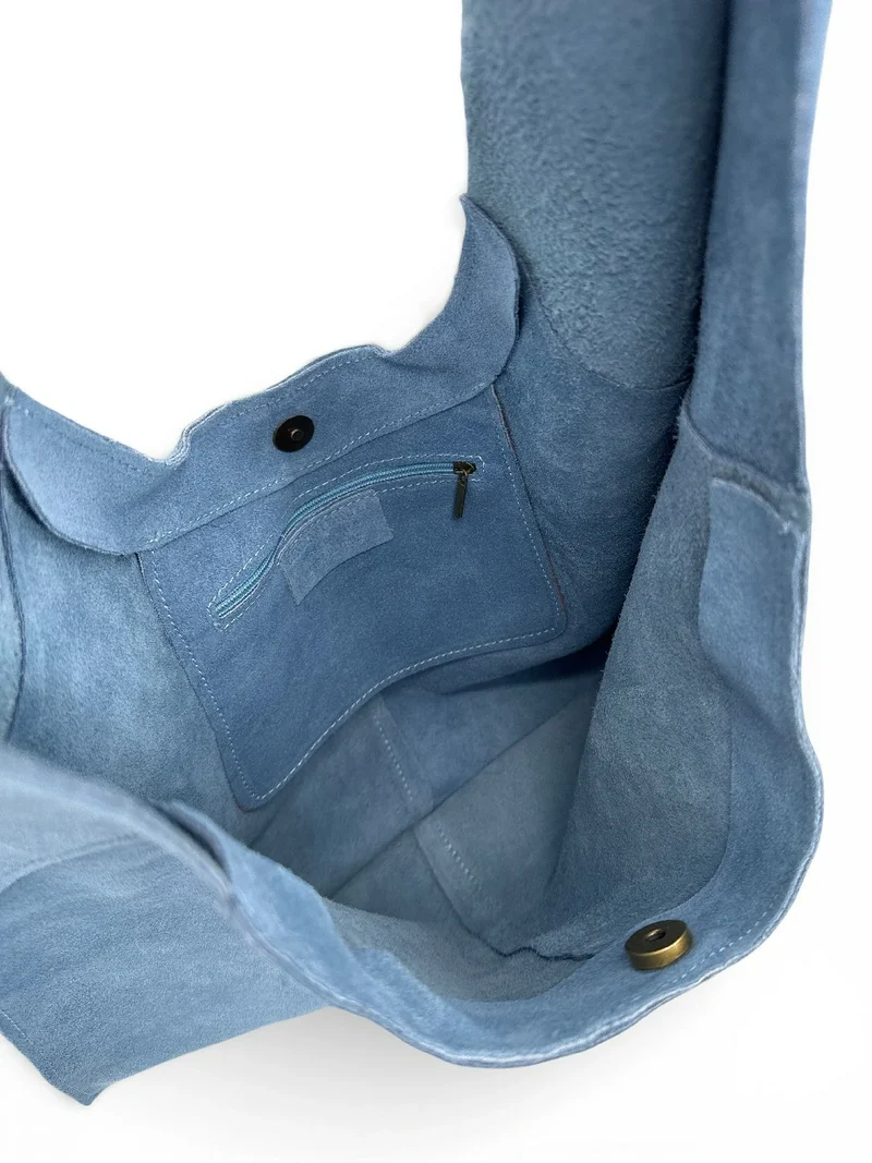 Sac Hobo en daim NEW EVE Bleu denim
