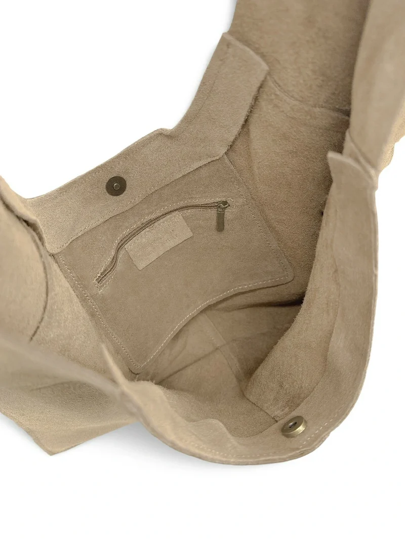 Sac Hobo en daim NEW EVE Beige crème