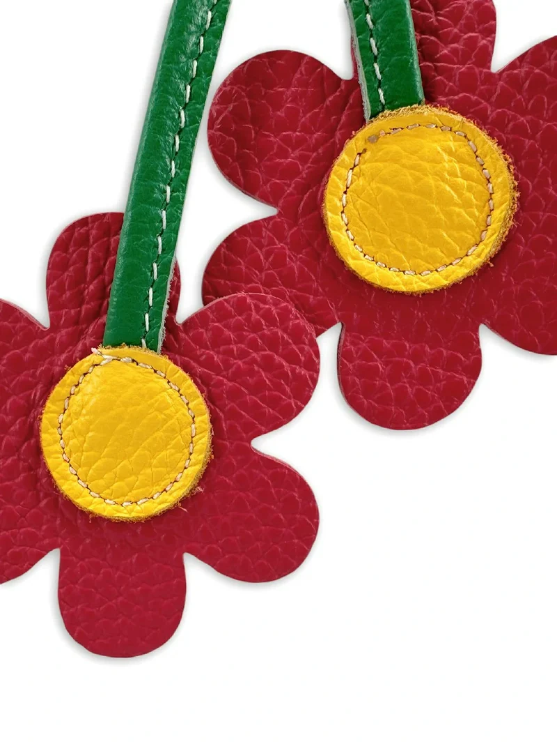 Porte-clés en cuir grainé FLOWA POWA Rouge magenta