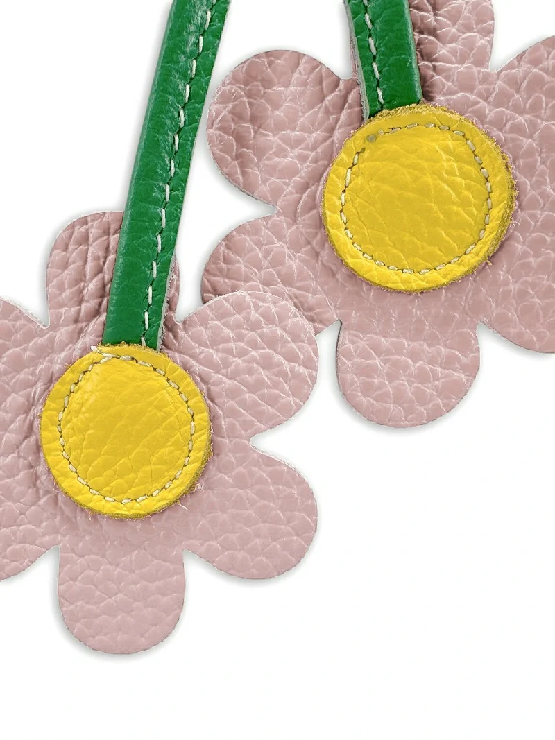 Porte-clés en cuir grainé FLOWA POWA Rose nude
