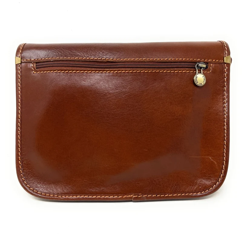 Sac bandoulière en cuir lisse NAGAÏ Châtaigne
