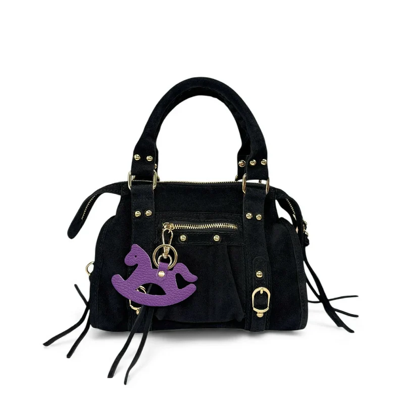 Porte-clés en cuir grainé ROCKY PONY Violet