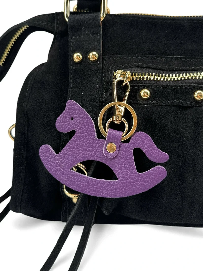 Porte-clés en cuir grainé ROCKY PONY Violet