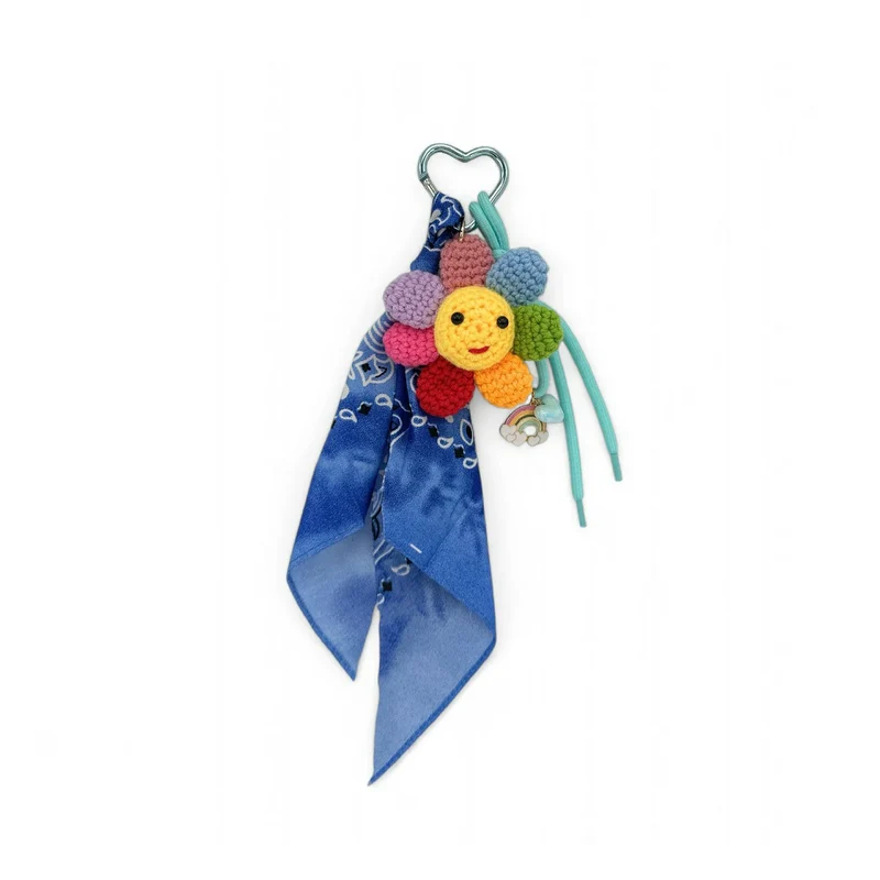 Porte-clés tricoté fleur RAINBOW FLOWER