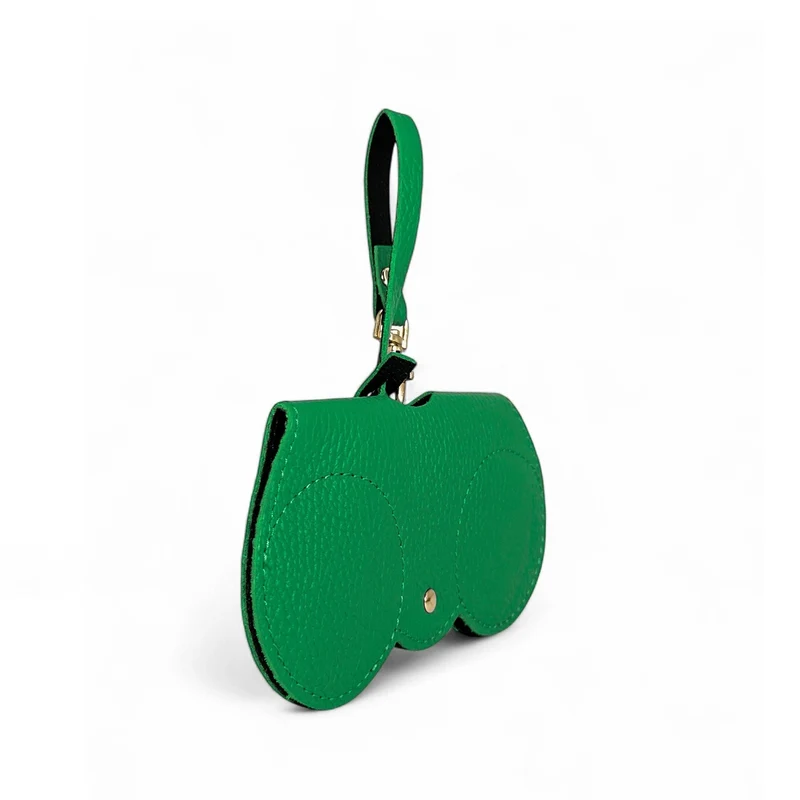 Etui à lunettes en cuir grainé PEANUT Vert anglais