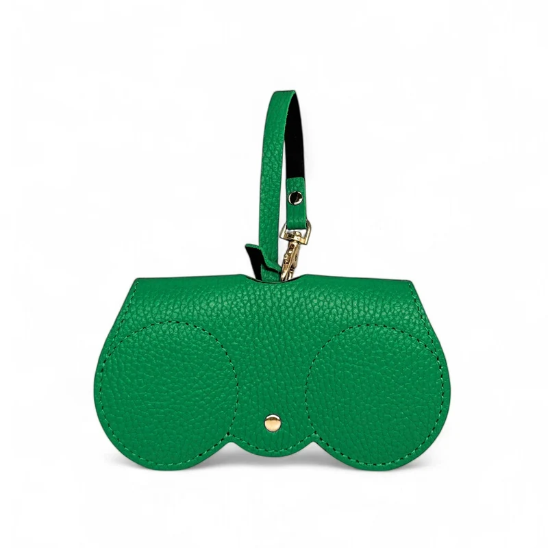 Etui à lunettes en cuir grainé PEANUT Vert anglais