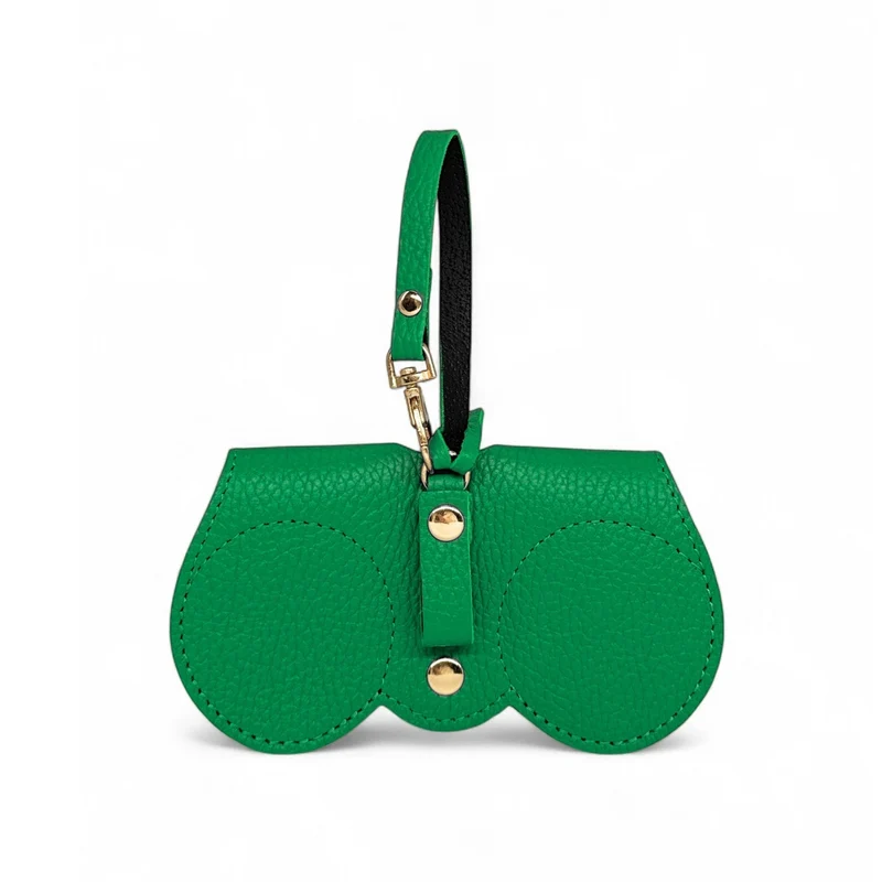 Etui à lunettes en cuir grainé PEANUT Vert anglais
