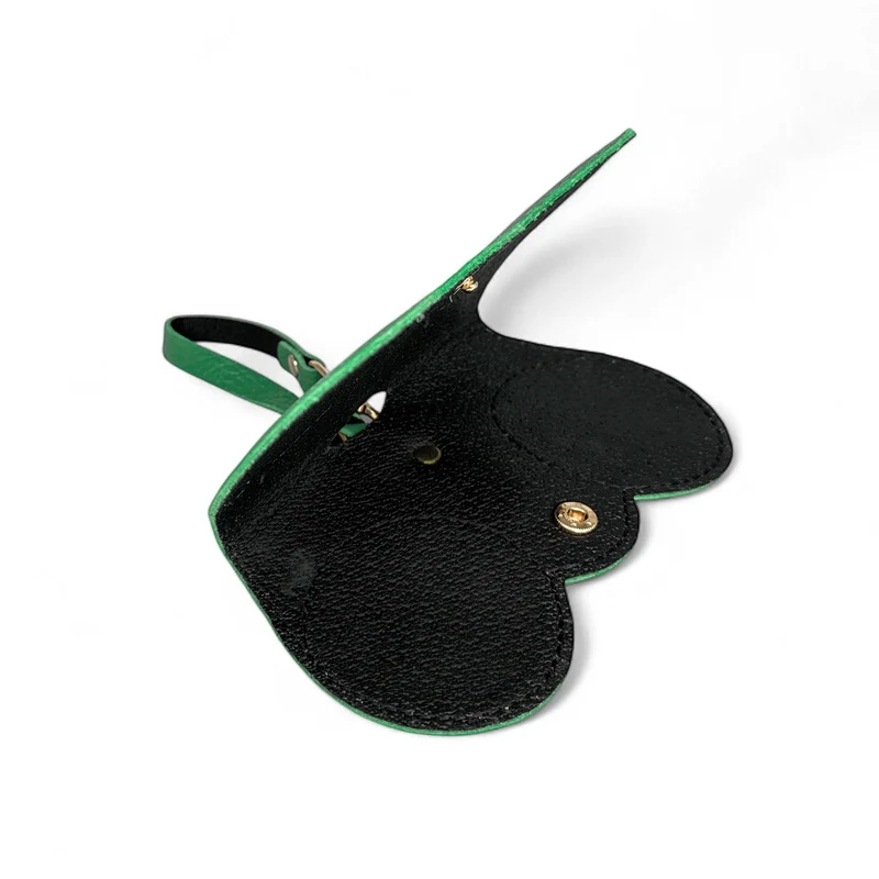Etui à lunettes en cuir grainé PEANUT Vert anglais