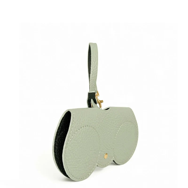 Etui à lunettes en cuir grainé PEANUT Vert amande