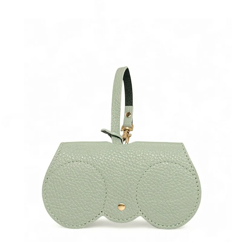 Etui à lunettes en cuir grainé PEANUT Vert amande