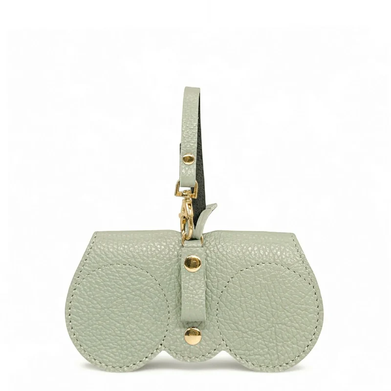 Etui à lunettes en cuir grainé PEANUT Vert amande