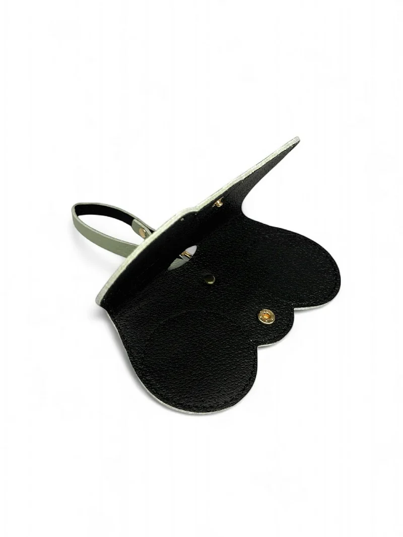 Etui à lunettes en cuir grainé PEANUT Vert amande