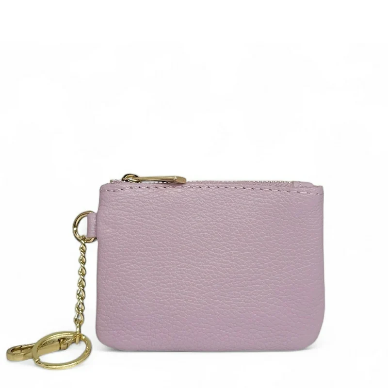 Porte-monnaie porte-clés en cuir grainé POCKET Rose pastel