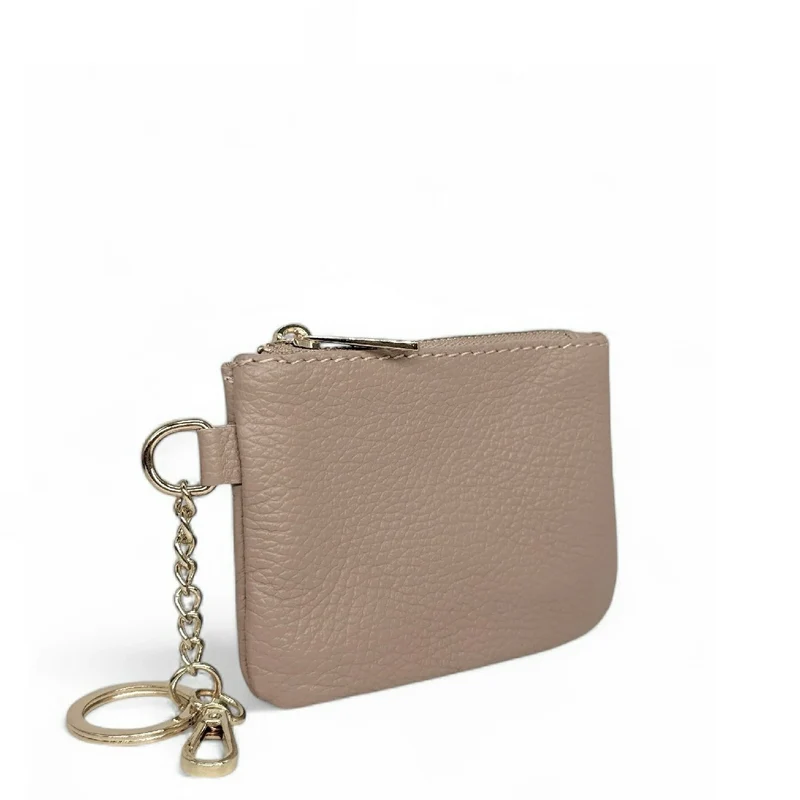 Porte-monnaie porte-clés en cuir grainé POCKET Rose nude