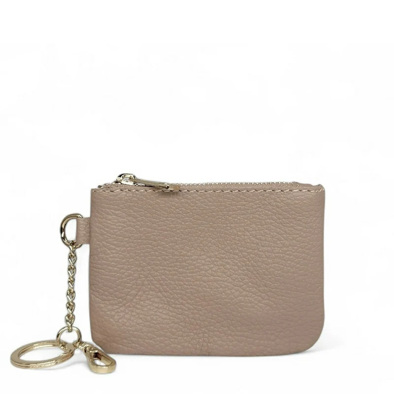 Porte-monnaie porte-clés en cuir grainé POCKET Rose nude