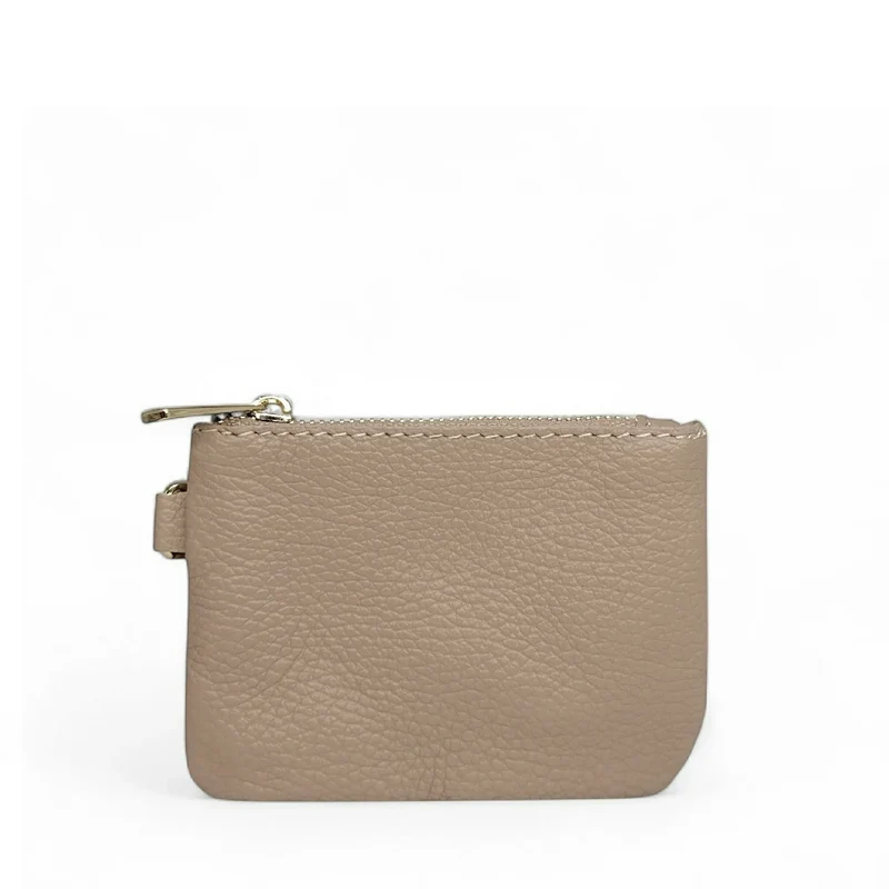 Porte-monnaie porte-clés en cuir grainé POCKET Rose nude