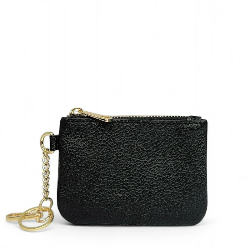 Porte-monnaie porte-clés en cuir grainé POCKET Noir