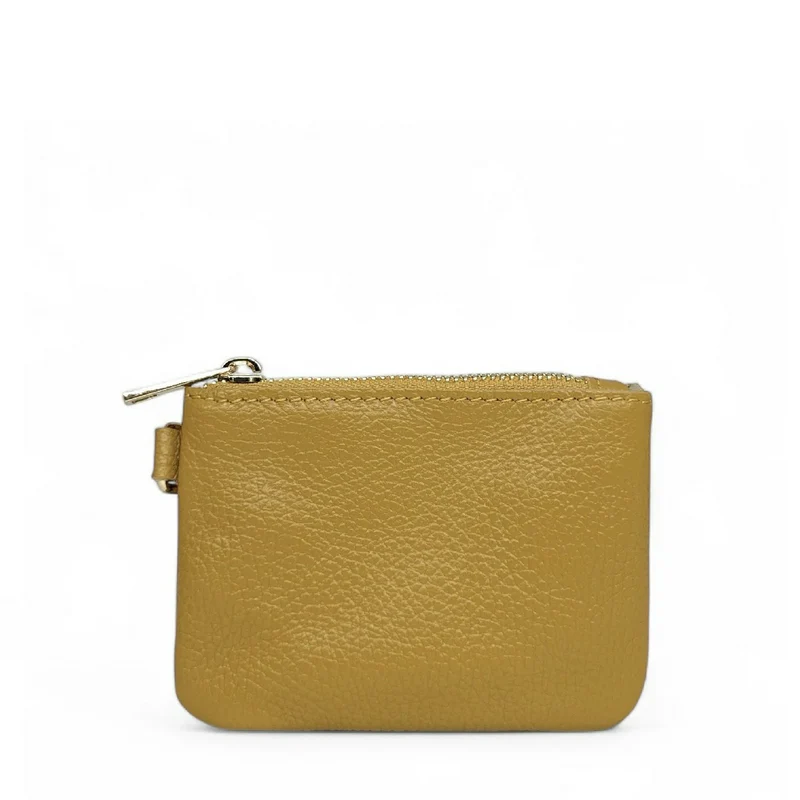 Porte-monnaie porte-clés en cuir grainé POCKET Jaune tournesol