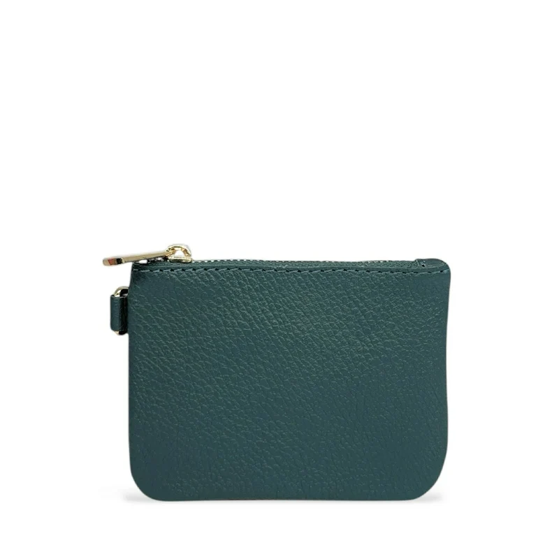 Porte-monnaie porte-clés en cuir grainé POCKET Bleu vert canard