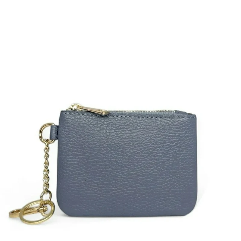 Porte-monnaie porte-clés en cuir grainé POCKET Bleu glacier