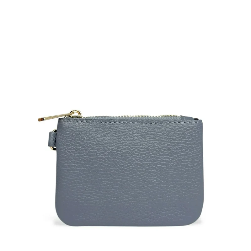Porte-monnaie porte-clés en cuir grainé POCKET Bleu glacier