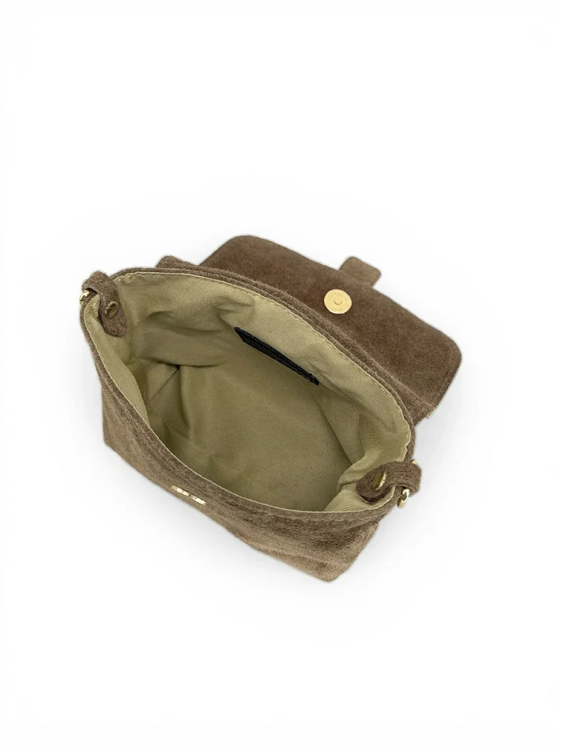 Micro-sac en daim BERLINGOT SUEDE Taupe foncé